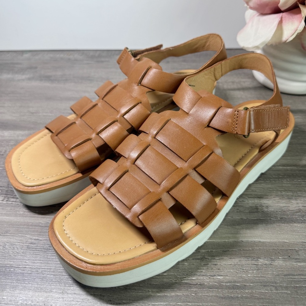 Madewell Fisherman Flatform English Saddle Leather Sandals Womens 10 $128 - Picture 2 of 9